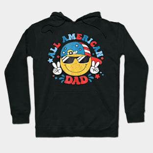 All American Dad 4th Of July Dad Smile Face Fathers Day Hoodie